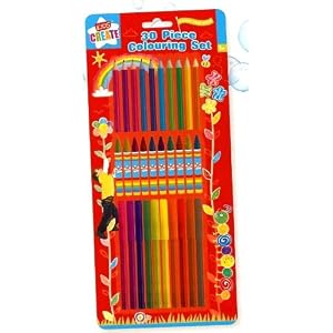 Kids Create 30 Pieces  Colouring Crayons, Pens and Pencils Set