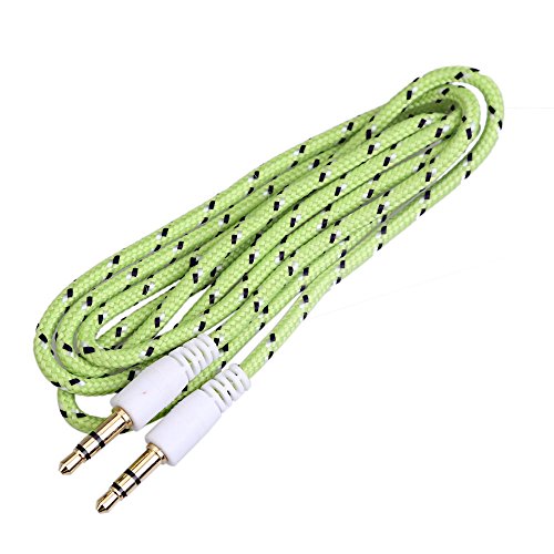 1M Woven 3.5mm Male to 3.5mm Male Audio Cable Cord for PC iPhone MP4 (Green)