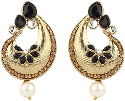 Rajwada Arts Women's Plated Dangle &amp; Drop Earring ( ) Black,White