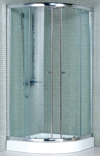 Shower Enclosure, 6mm Tempered Glass, aluminum frame, brass/chrome Hinges, acrylic tray New #8490
