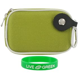 Nylon Hard Shell Carrying Case (Green) for Panasonic Lumix DMC-FP8 Digital Camera Silver