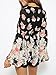 Persun Women Limited Black Floral Print Romper Playsuit With Long Flare Sleeves,Medium,Black,Black,Medium