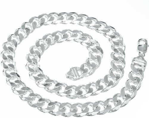 13mm .925 Sterling Silver Cuban Link Curb Chain Necklace, 20 Inches