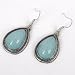 Antique Style Tibet Silver Blue Gem Stone Water Drop Dangle Chandelier Earrings