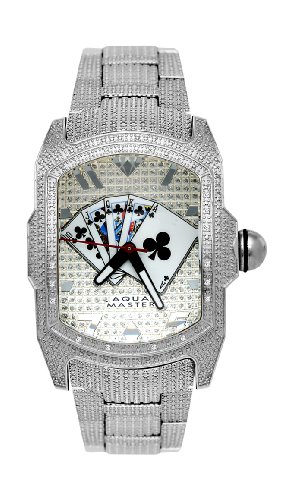 NEW! Aqua Master Men's Rectangular Bubble Loop 22-Diamond Poker Watch