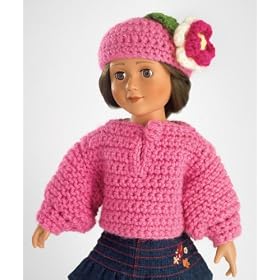 Back to School Rose Sweater and Hat with Crochet Flower ~ Hand Made in USA for American... by Girlfriends Collection Carpatina Dolls