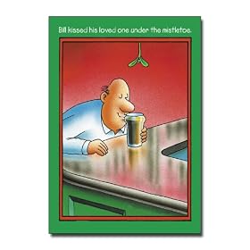 Bill Kissed Beer - Box of of 12 Humorous Cartoon Christmas Cards & Envelopes
