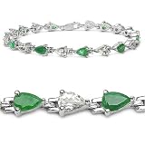 8.50 Carat Genuine Emerald & White Topaz Silver Bracelet