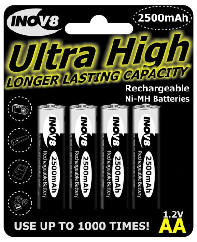 Inov8 Overnight Battery Charger with 4 x 2500mAh AA batteries