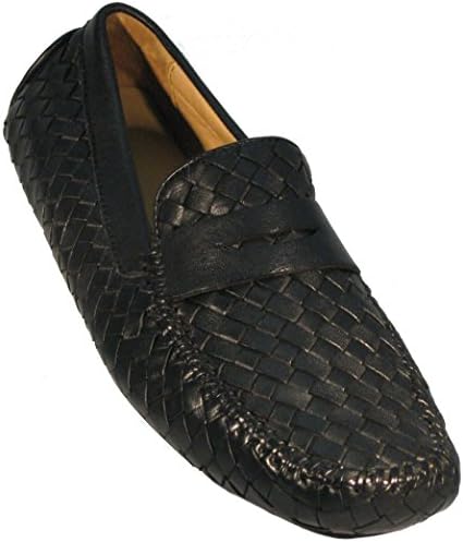 Robert Zur Men's 'San Tropez' Woven Driver Moccasin in Black (9 M)