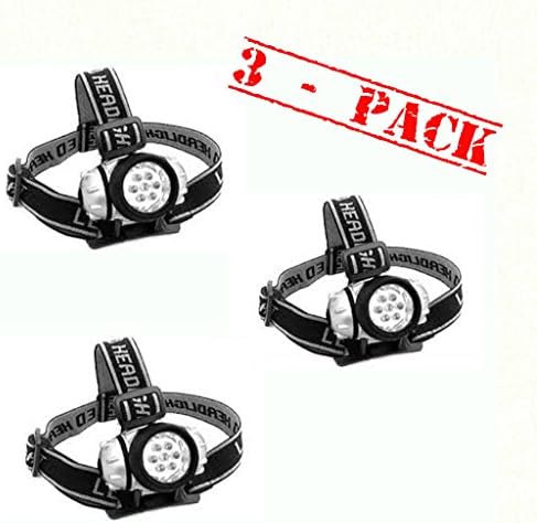 LifeSaverTools Water Resistant Headlamp with 7 Intense Bright LED Lights 3 Power Levels with Mold and UV Resistant Adjustable "Anti Choke" Headband. 100% Money Back Guarantee 37 (3-pack)