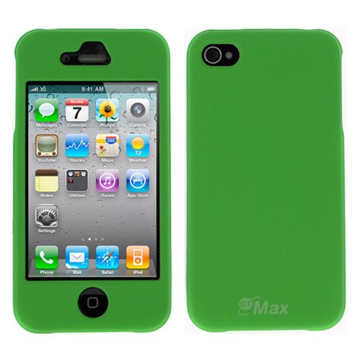 GTMax Dark Green Hard Rubber Snap On Crystal Cover Case for Verizon CMDA / AT&T GSM Apple iPhone 4S 4 4G 16GB / 32GB 4th Generation
