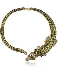 Kenneth Jay Lane Gold, Crystal and Olivine Alligator Bib Necklace