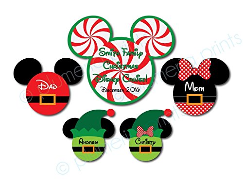 HANDMADE Disney Inspired Christmas Family 5-Piece Set Mouse Head Magnets for Disney Cruise