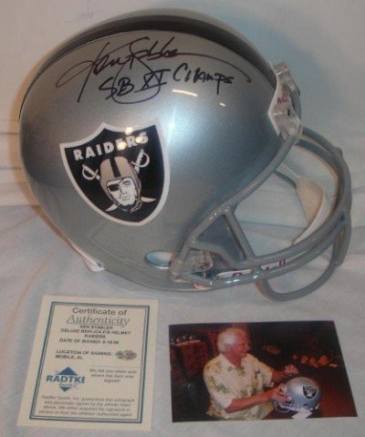 Ken Stabler Autographed/Hand Signed Oakland Raiders Full Size Deluxe Replica Football Helmet with SB
