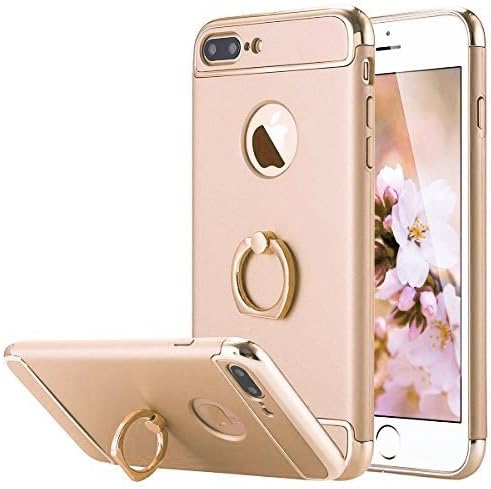 VANCKE iPhone 7 plus Case, 3 in 1 Combo Ultra Thin Hard Protective Luxury Case Cover with 360 Degree Rotating Ring Kickstand for iPhone7 plus(Gold)
