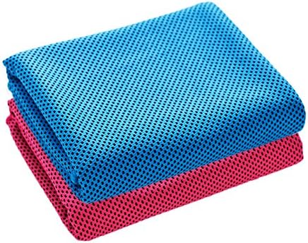 iForever Sports Cooling Towel Cool Wrap Neck Headband Bandana for Running, Yoga, Camping, Golf, Hiking, Outdoor Sports, Indoor Exercise, Travel, Biking, Gym (23.6"X11.8", 2 Pack) (Blue Hot Pink)