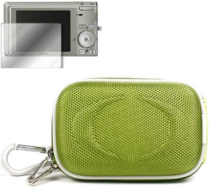 Green Sony Cybershot Cyber-shot DSC-W290 DSC-W220 DSC-T90 DSC-S950 DSC-T500 DSC-W220 DSCW300 DSC-T900 DSCW170 DSCW150 DSCW120 DSCW130 Camera Case + SCreen Guard + Cloth