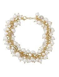 Baroni Pearl Cluster Bracelet in 24K Gold Plate over Sterling