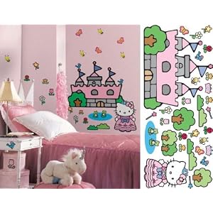 Hello Kitty Princess Castle Giant Wall Stickers by unknown. Size 18.00 X 40.00 Art Poster Print