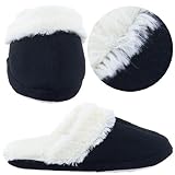 Gold Toe Black Micro Suede Slippers for Women