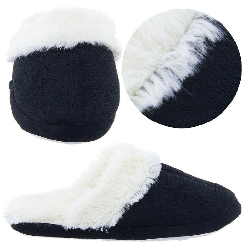 Gold Toe Black Micro Suede Slippers for Women
