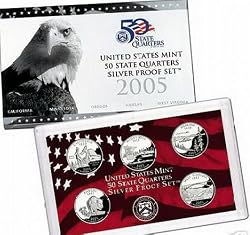 2005 Silver Proof State Quarter Set in Original Government Packaging