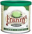 Franny's Organic Jumbo Raisin, Made From Green Seedless Grapes, 10 Ounce Tins (Pack of 6)