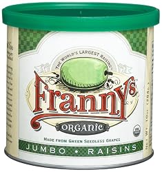 Franny's Organic Jumbo Raisin, Made From Green Seedless Grapes, 10 Ounce Tins (Pack of 6)