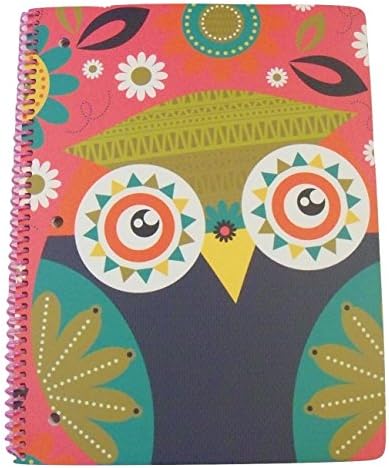 Pink Light Design Spiral Notebook ~ What a Hoot (Owls and Flowers on Pink; 8" x 10.5"; 60 Sheets, 120 Pages)