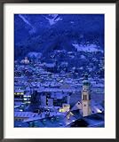 Innsbruck at Night, Austria Framed Photographic Poster Print by Walter Bibikow, 28x34