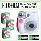Fuji Instax Mini 7s Instant Film Camera in Pink/White and 3 Fuji Instax Mini Twin Pack Film Bundle