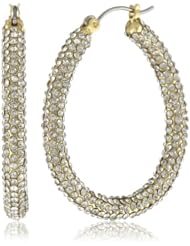 ABS By Allen Schwartz "Pave Beach" Gold-Tone Pave Pear Shaped Hoop Earrings