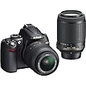 Nikon D5000 12.3MP DX Digital SLR Camera with 18-55mm f/3.5-5.6G VR and 55-200mm f/4-5.6G VR Lenses and 2.7 inch Vari-angle LCD