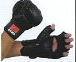 GTMA MMA Mixed Martial Arts Grappling Gloves with Padding - Black Leather