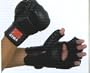 GTMA MMA Mixed Martial Arts Grappling Gloves with Padding - Black Leather
