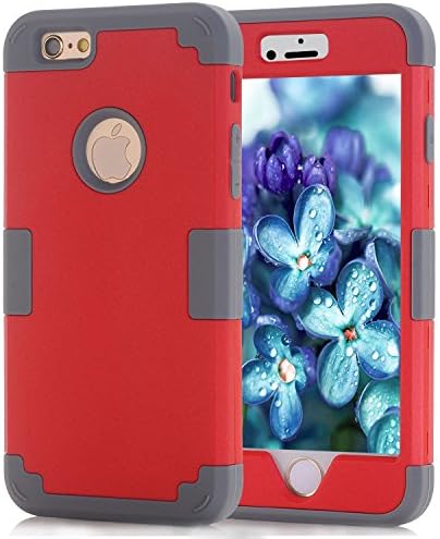 iPhone 6 case, iPhone 6s case , (TPU+ Silicone) Anti-slip Shockproof Dustproof slim and stylish protective case for iPhone 6 /6s (Red- grey)