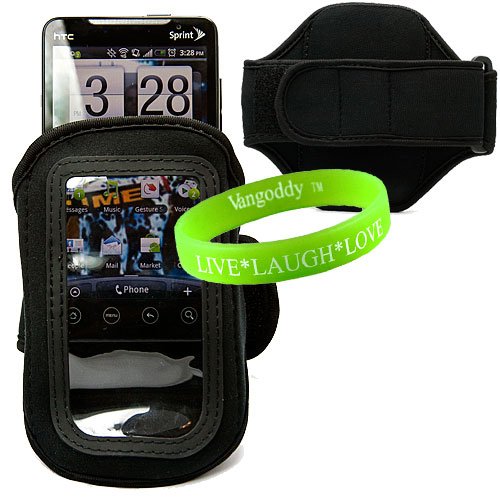 HTC HD2 4g Neoprene Exercise Armband for New 4g HTC Touchscreen Smart Phone Models + Live * Laugh * Love Vangoddy Wrist Band!!!