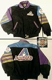 Arizona Diamondbacks Classic Wool and Calfskin Leather Jacket With Leather Logos From J. H. Design