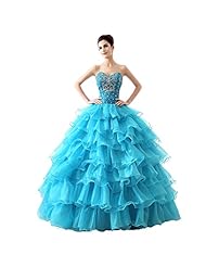 Organza/Satin Empire   Waistline Sweetheart Beaded Lace-Up  Quinceanera Dress  With Rhinestones