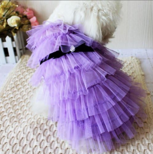 USAMZ909â„¢ New Pet Dog Fashion Lace Princess Sweet Skirts, Wedding Dress Purple And White Color Size L, XL (Purple, XL)