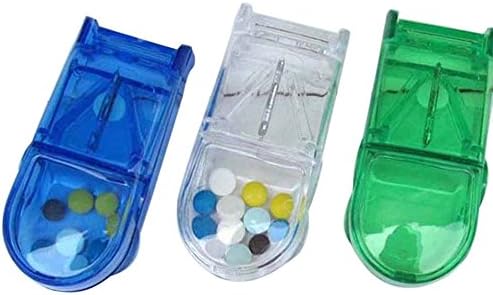 Pill Caplets Medicine Dose Tablet Cutter Splitter Divide Compartment Storage Box (Random Colour)