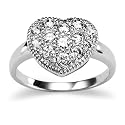 Best Deal USA - Sterling Silver Cubic Zirconia Heart Ring, Size 6