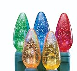 GKI Bethlehem Lighting 35-Light Glittered C6 LED Light Set, Multi Colored Bulbs, Green Wire