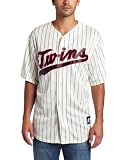 MLB Men's Minnesota Twins Joe Mauer Ivory/Navy Short Sleeve 6 Button Synthetic Replica Baseball Jersey  (Ivory/Navy, Medium)