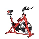 Soozier Upright Stationary Exercise Cycling Bike w/ LCD Monitor - Red and Black