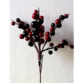 Artificial Plastic Cranberry Cluster Berry Pick - 26cm, Red & Burgundy