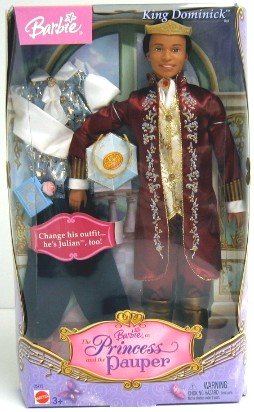 Childrens Toyshop  Toys : Barbie as The Princess and The Pauper: Ken as King Dominick and Tutor Julian Doll (African American)