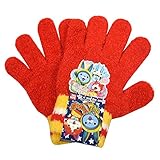 手袋 キッズ 男の子 男児　妖怪ウォッチ てぶくろ 5本指 ニット のびのび （レッド17cm）