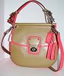 Coach Archival Two Tone Leather Willis Convertible Crossbody Bag 22409 Light Sand Watermelon Pink